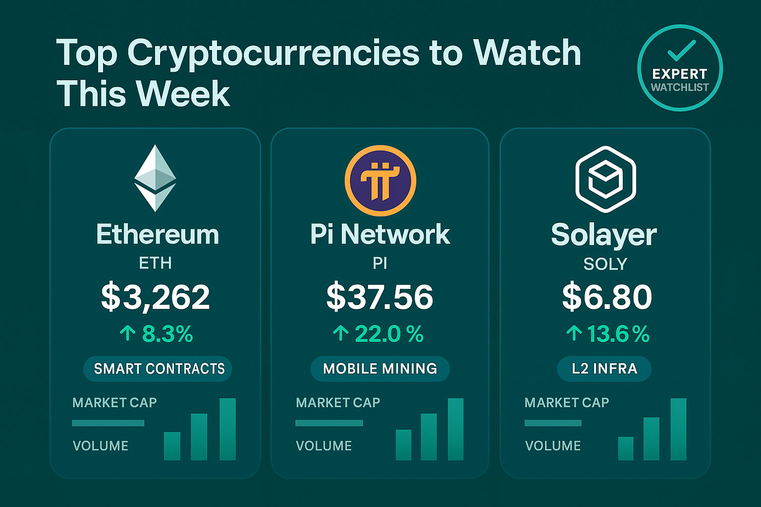 Top cryptocurrencies to watch this week: Ethereum, Pi Network, Solayer