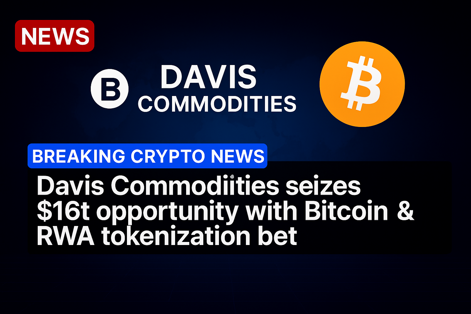 Davis Commodities seizes $16t opportunity with Bitcoin & RWA tokenization bet
