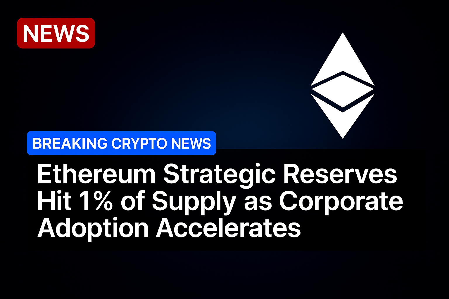 Ethereum strategic reserves hit 1% of supply as corporate adoption accelerates