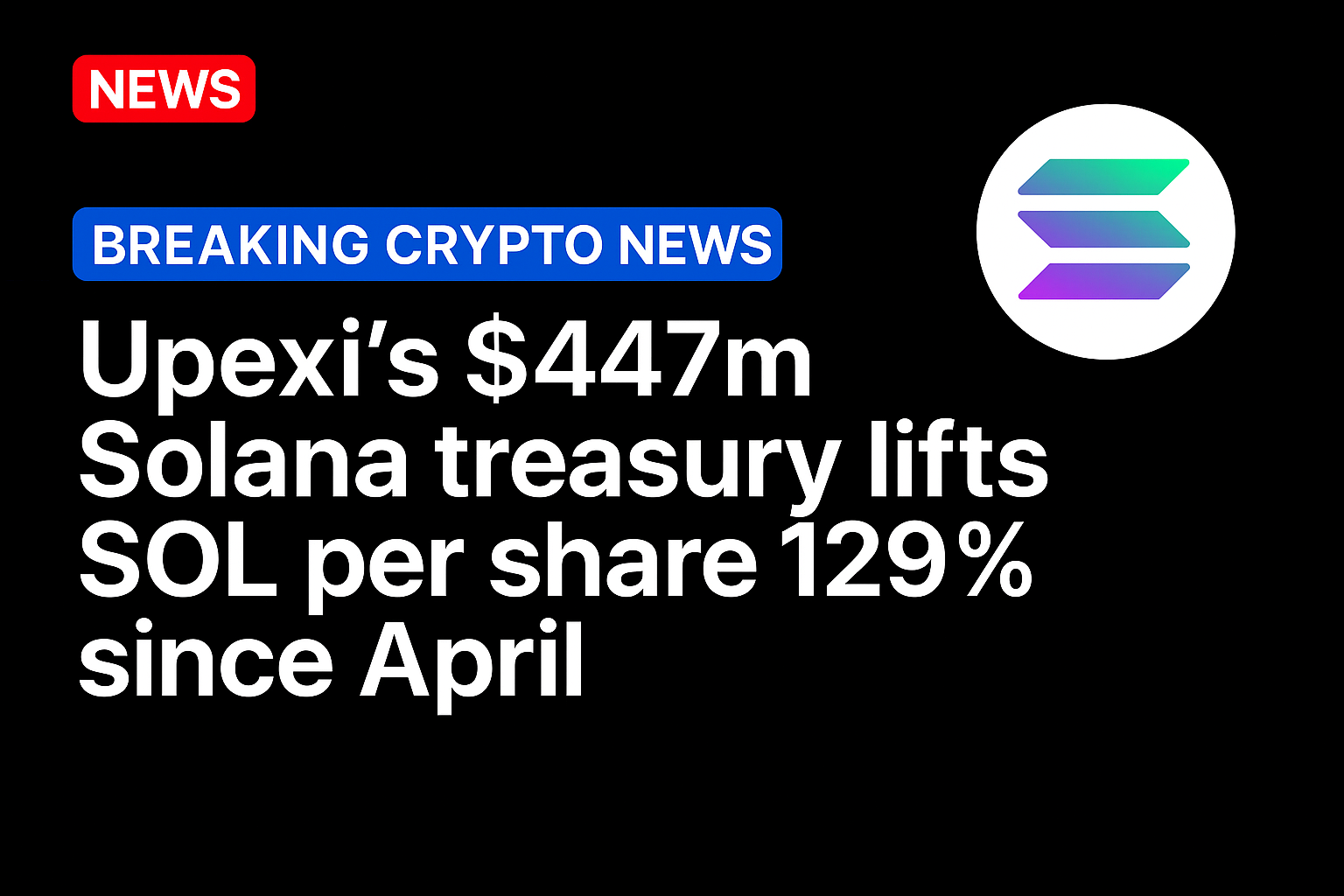 Upexi’s $447m Solana treasury lifts SOL per Share 129% since April