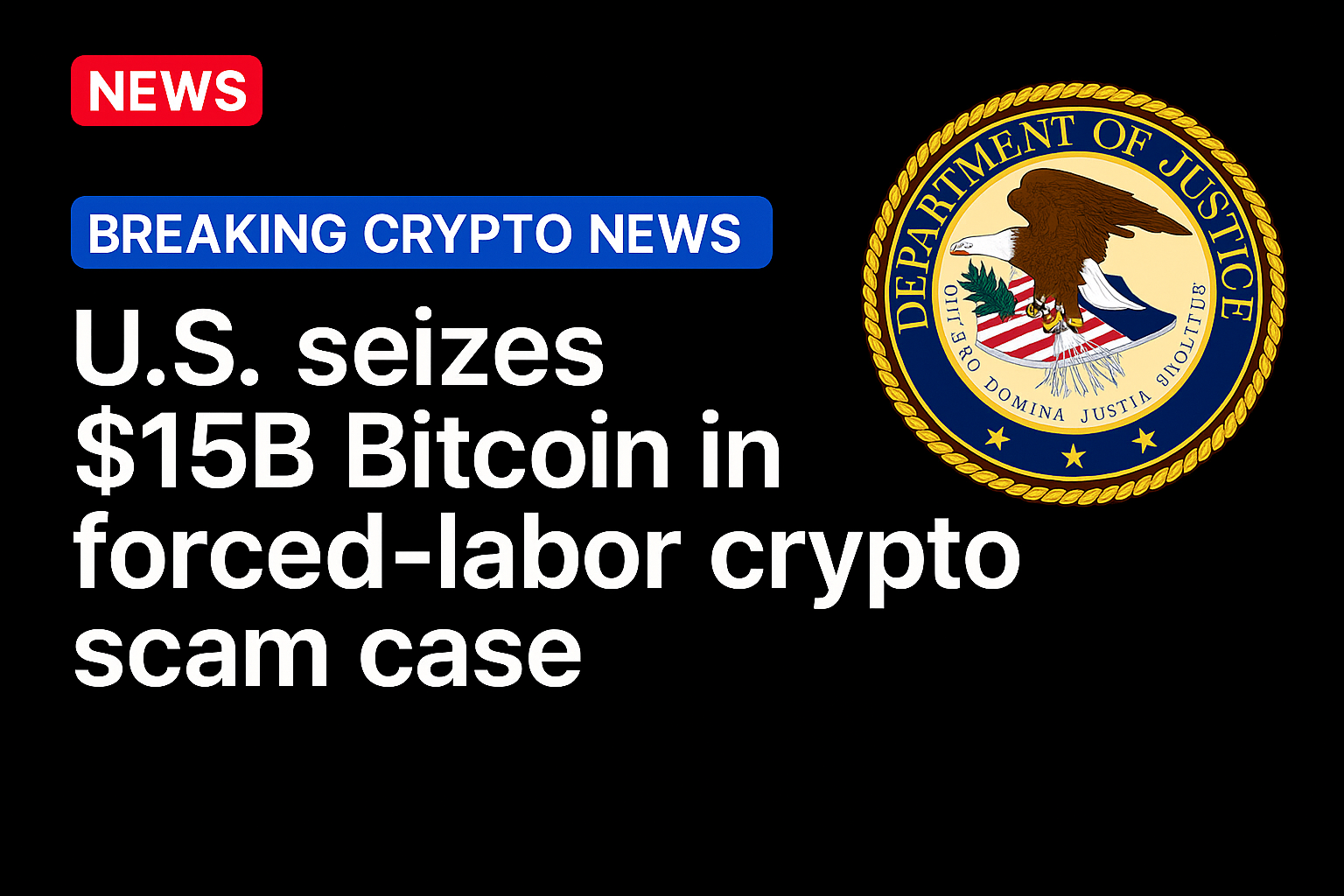 U.S. seizes $15b Bitcoin in forced-labor crypto scam case