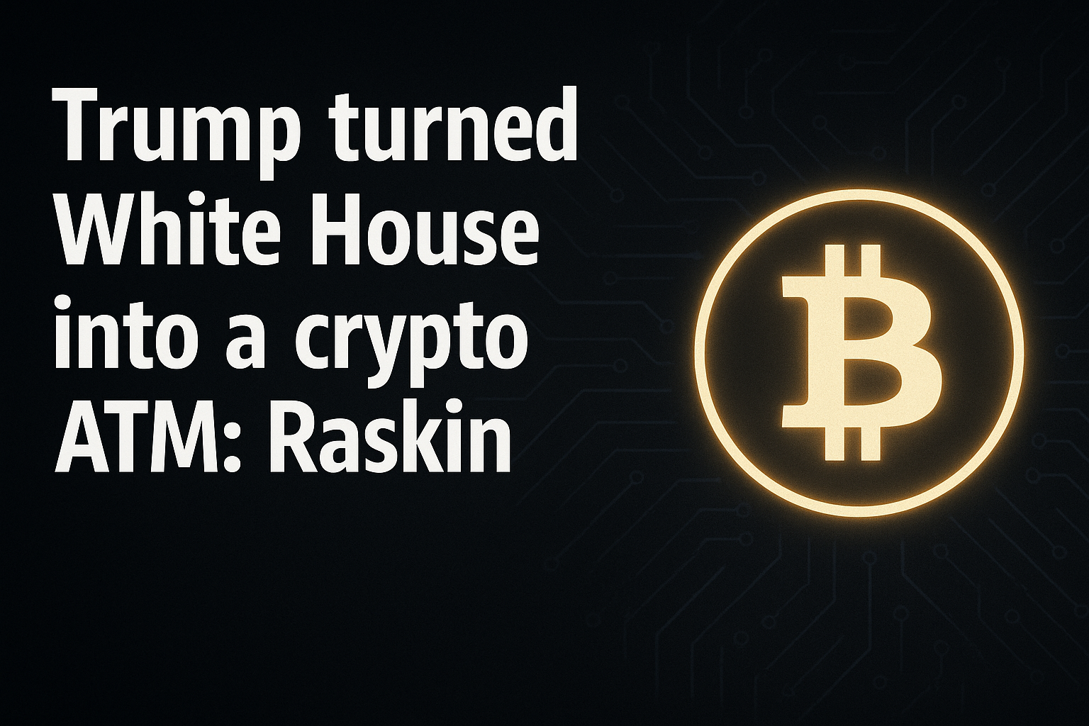 Trump turned White House into a crypto ATM: Raskin