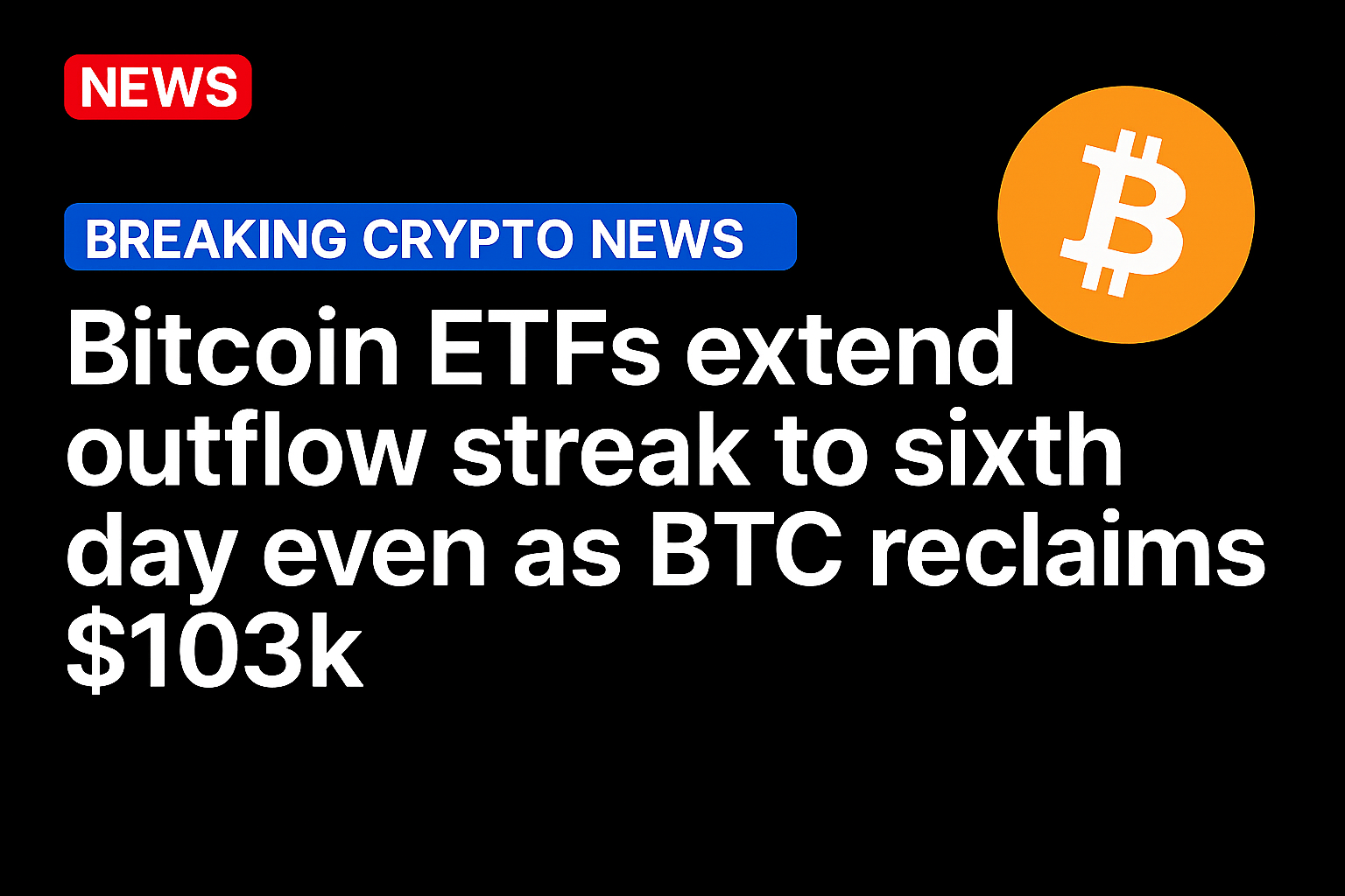 Bitcoin ETFs extend outflow streak to sixth day even as BTC reclaims $103k