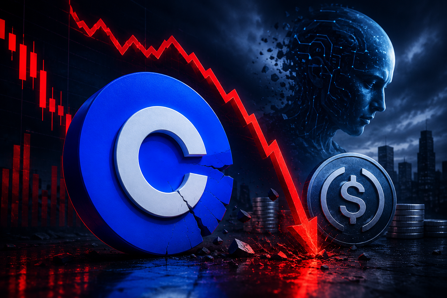 Coinbase Stock Falls Below $185 Amid AI Restructuring, Stablecoin Expansion and Crypto Market Pressure